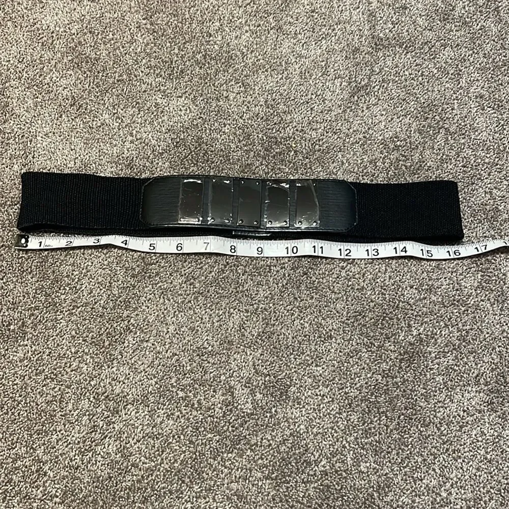 NWT Vince Camuto adjustable black belt with pewter accents size L/XL